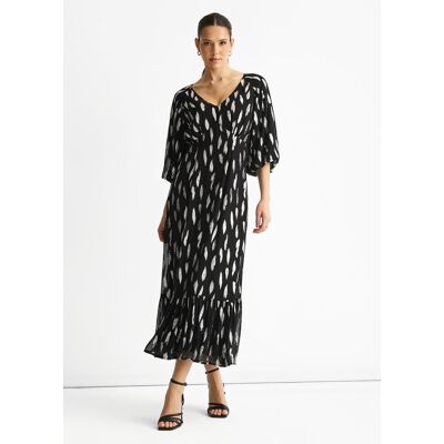 Gini London Schwarzes Maxikleid aus Viskose mit Ballonärmeln Schwarz EU 40 / UK 12 Gini London Schwarzes Maxikleid aus Viskose mit Ballonärmeln Schwarz EU 40 / UK 12