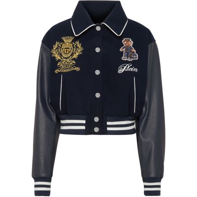 Philipp Plein Leder-Bomber Teddy Dunkelblau M Philipp Plein Leder-Bomber Teddy Dunkelblau M