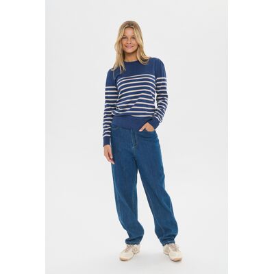 Saint Tropez Strickpullover MilaSZ Strickpullover Gerade Passform Blau/Dunkelgrau S Saint Tropez Strickpullover MilaSZ Strickpullover Gerade Passform Blau/Dunkelgrau S