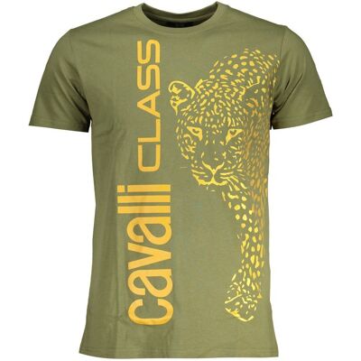 Cavalli Class Leopard T-Shirt mit kurzen Ärmeln und Rundhalsausschnitt Khaki XL Cavalli Class Leopard T-Shirt mit kurzen Ärmeln und Rundhalsausschnitt Khaki XL