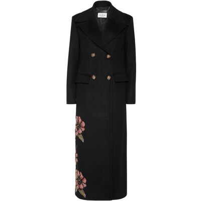 Philipp Plein Double-Breasted Embroidered Long Coat Fairy Schwarz S Philipp Plein Double-Breasted Embroidered Long Coat Fairy Schwarz S
