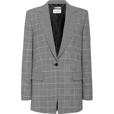 Philipp Plein Boyfriend Fit Blazer Prince Of Wales Crest Grau M Philipp Plein Boyfriend Fit Blazer Prince Of Wales Crest Grau M