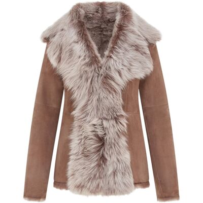 Infinity Leather Damenjacke aus taupefarbenem Schaffell „Toscana Shearling“ aus Wildleder – Noiré Taupe EU 40 / UK 12 Infinity Leather Damenjacke aus taupefarbenem Schaffell „Toscana Shearling“ aus Wildleder – Noiré Taupe EU 40 / UK 12