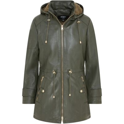 Infinity Leather Grüner Lederparka für Damen mit abnehmbarer Borg-Kapuze und Trenchcoat – Trekker Grün EU 46 / UK 18 Infinity Leather Grüner Lederparka für Damen mit abnehmbarer Borg-Kapuze und Trenchcoat – Trekker Grün EU 46 / UK 18