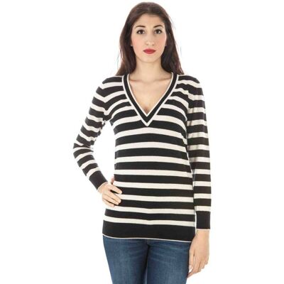 Fred Perry Gestreifter V-Ausschnitt Merinowollpullover Schwarz S Fred Perry Gestreifter V-Ausschnitt Merinowollpullover Schwarz S