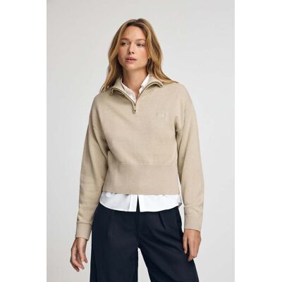 Polo Club Pullover beige mit halbem Reißverschluss aus Baumwolle Beige L Polo Club Pullover beige mit halbem Reißverschluss aus Baumwolle Beige L