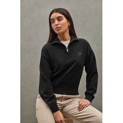 Polo Club Pullover schwarz mit halbem Reißverschluss aus Baumwolle Schwarz L Polo Club Pullover schwarz mit halbem Reißverschluss aus Baumwolle Schwarz L
