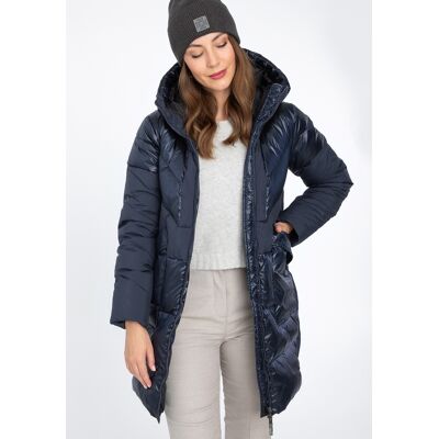 Wittchen Damen-Daunenmantel aus Materialmix mit Kapuze, Marineblau Dunkelblau S Wittchen Damen-Daunenmantel aus Materialmix mit Kapuze, Marineblau Dunkelblau S