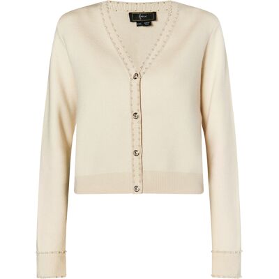 Faina Strickjacke mit Perlen Damen Wollweiß Cremefarben M/L Faina Strickjacke mit Perlen Damen Wollweiß Cremefarben M/L