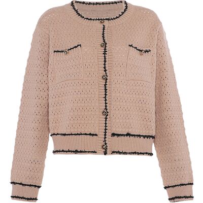 Faina Strickjacke Damen beige/schwarz Beige M/L Faina Strickjacke Damen beige/schwarz Beige M/L