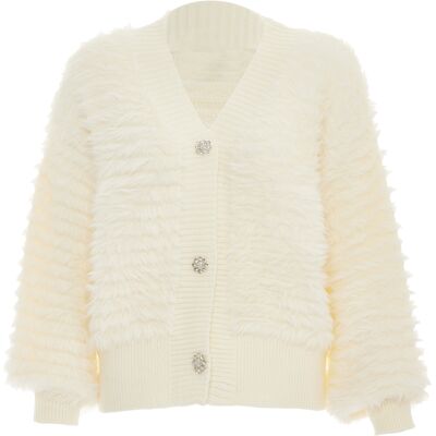 Faina Strickjacke Damen Wollweiß Cremefarben M Faina Strickjacke Damen Wollweiß Cremefarben M