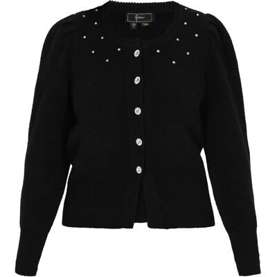 Faina Strickjacke Frauen Schwarz Schwarz M/L Faina Strickjacke Frauen Schwarz Schwarz M/L
