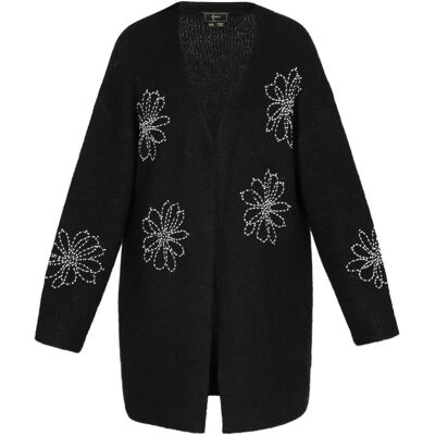 Faina Strickjacke Frauen Schwarz Schwarz M/L Faina Strickjacke Frauen Schwarz Schwarz M/L