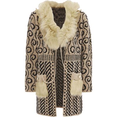 Faina Strickjacke Damen beige/schwarz Beige M Faina Strickjacke Damen beige/schwarz Beige M