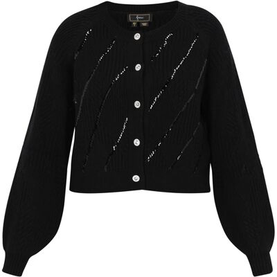 Faina Strickjacke Frauen Schwarz Schwarz M/L Faina Strickjacke Frauen Schwarz Schwarz M/L