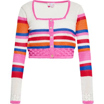 IZIA Strickjacke Damen Wollweiß Mehrfarbig Cremefarben M IZIA Strickjacke Damen Wollweiß Mehrfarbig Cremefarben M