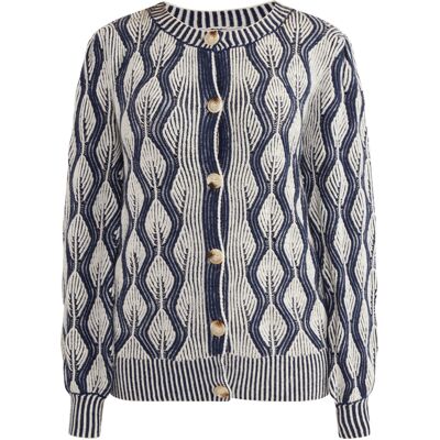 usha Strickjacke Damen Wollweiss Blau Cremefarben M/L usha Strickjacke Damen Wollweiss Blau Cremefarben M/L