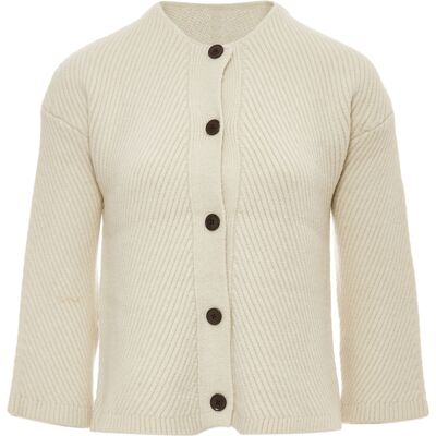 RISA Strickjacke Damen Wollweiß Cremefarben M RISA Strickjacke Damen Wollweiß Cremefarben M