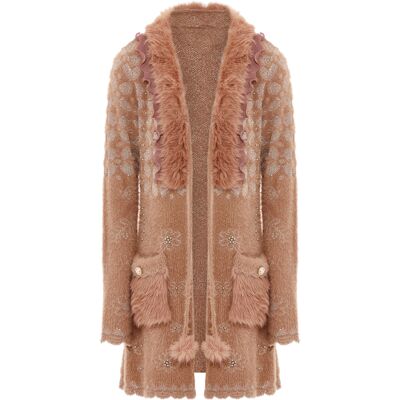Faina Strickjacke Damen Dunkelrosa Rosa Gold Altrosa M Faina Strickjacke Damen Dunkelrosa Rosa Gold Altrosa M