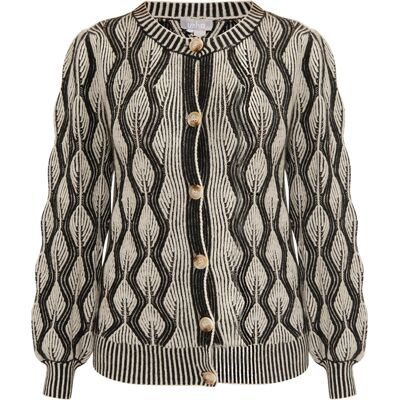 usha Strickjacke Damen wollweiß schwarz Schwarz und gebrochenes Weiß M/L usha Strickjacke Damen wollweiß schwarz Schwarz und gebrochenes Weiß M/L