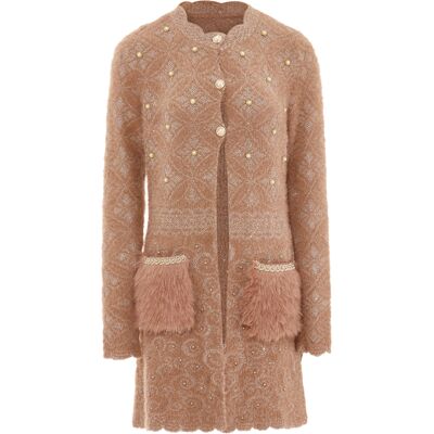 Faina Strickjacke Damen Dunkelrosa Rosa Gold Altrosa M Faina Strickjacke Damen Dunkelrosa Rosa Gold Altrosa M