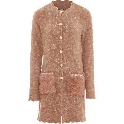 Faina Strickjacke Damen Dunkelrosa Rosa Gold Altrosa M Faina Strickjacke Damen Dunkelrosa Rosa Gold Altrosa M