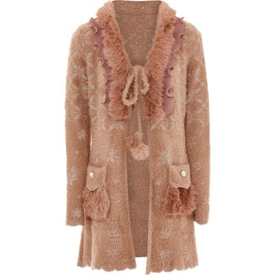 Faina Strickjacke Damen Dunkelrosa Rosa Gold Altrosa M Faina Strickjacke Damen Dunkelrosa Rosa Gold Altrosa M