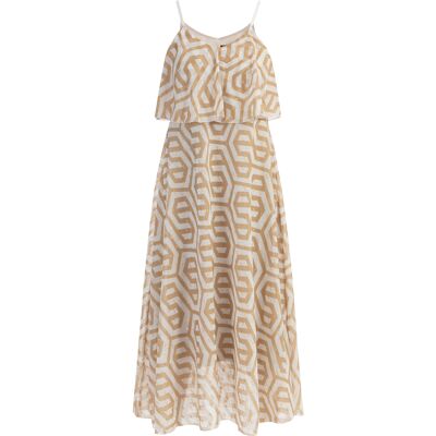 Faina Maxikleid Damen beige weiss Beige S Faina Maxikleid Damen beige weiss Beige S