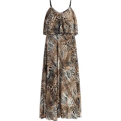 Faina Maxikleid mit Animal-Print Damen Beige Beige S Faina Maxikleid mit Animal-Print Damen Beige Beige S