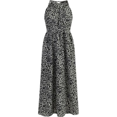 Faina Maxikleid mit Leoprint Damen Grau Leo Grau M Faina Maxikleid mit Leoprint Damen Grau Leo Grau M