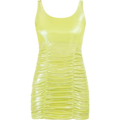 Faina Strick-Trägerkleid mini Damen Limette Metallisch Limettengrün L Faina Strick-Trägerkleid mini Damen Limette Metallisch Limettengrün L