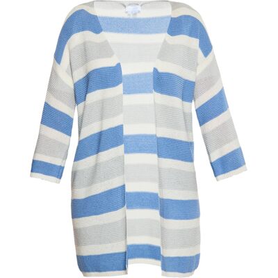 usha Strickjacke Damen Grau Weiss Blau Mehrfarben M/L usha Strickjacke Damen Grau Weiss Blau Mehrfarben M/L
