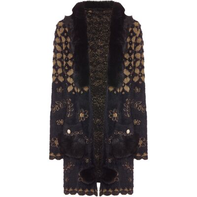 Faina Strickjacke Damen schwarz/gold Schwarzes Gold M Faina Strickjacke Damen schwarz/gold Schwarzes Gold M