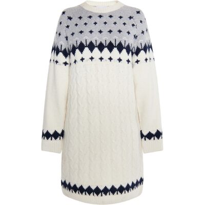 usha Strickkleid Damen Weiss Mehrfarbig Mehrfarben M/L usha Strickkleid Damen Weiss Mehrfarbig Mehrfarben M/L