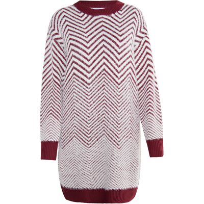usha Strickkleid Damen Dunkelkirschrot Weiss Weiß Rot XS/S usha Strickkleid Damen Dunkelkirschrot Weiss Weiß Rot XS/S