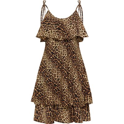 Faina Kleid mit Leo-Print Damen Beige Löwe Animal-Print M Faina Kleid mit Leo-Print Damen Beige Löwe Animal-Print M