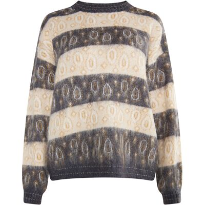 usha Strickpullover Damen Anthrazit Beige Mehrfarbig Grau XS/S usha Strickpullover Damen Anthrazit Beige Mehrfarbig Grau XS/S