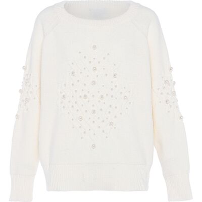 Faina Strickpullover Damen Wollweiß Cremefarben XS/S Faina Strickpullover Damen Wollweiß Cremefarben XS/S