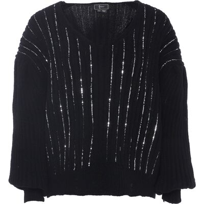 Faina Strickpullover mit Pailletten Damen schwarz Schwarz XS/S Faina Strickpullover mit Pailletten Damen schwarz Schwarz XS/S