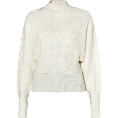 Faina Strickpullover mit Perlen Damen Wollweiß Cremefarben M/L Faina Strickpullover mit Perlen Damen Wollweiß Cremefarben M/L