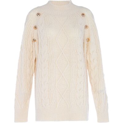 Faina Strickpullover Damen Wollweiß Cremefarben XS/S Faina Strickpullover Damen Wollweiß Cremefarben XS/S