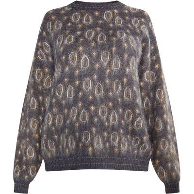 usha Strickpullover Damen Anthrazit Mehrfarbig Grau M/L usha Strickpullover Damen Anthrazit Mehrfarbig Grau M/L