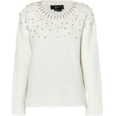 Faina Strickpullover Damen weiss Weiß M/L Faina Strickpullover Damen weiss Weiß M/L