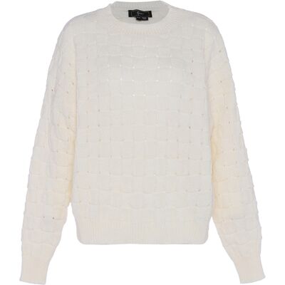 Faina Pullover Damen Wollweiß Cremefarben XS/S Faina Pullover Damen Wollweiß Cremefarben XS/S