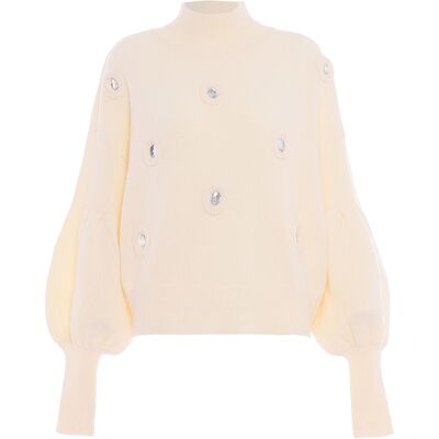 Faina Pullover Damen Wollweiß Cremefarben M/L Faina Pullover Damen Wollweiß Cremefarben M/L