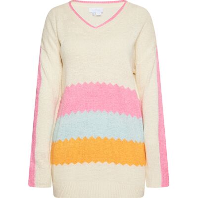 usha Strickpullover Damen Wollweiss Pink Orange Cremefarben M/L usha Strickpullover Damen Wollweiss Pink Orange Cremefarben M/L