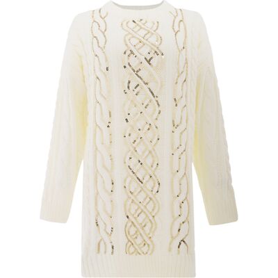 Faina Pullover Damen Wollweiß Cremefarben XS/S Faina Pullover Damen Wollweiß Cremefarben XS/S