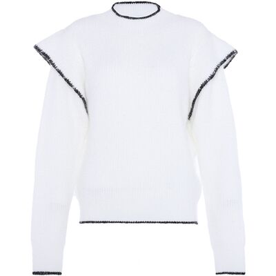 Faina Strickpullover Damen Wollweiß Cremefarben XS/S Faina Strickpullover Damen Wollweiß Cremefarben XS/S