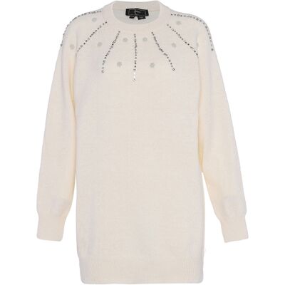 Faina Pullover Damen Wollweiß Cremefarben M/L Faina Pullover Damen Wollweiß Cremefarben M/L