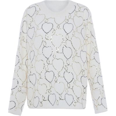 Faina Pullover Damen Wollweiß Cremefarben XS/S Faina Pullover Damen Wollweiß Cremefarben XS/S